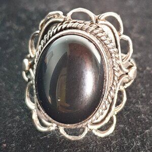 🖤 Bold Vintage Native American Natural Black Onyx 925 Sterling Silver Ring🖤
